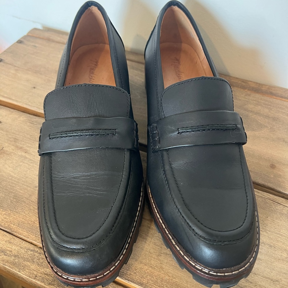 Madewell Corinne lugsole loafers shoes in black - women’s size 7